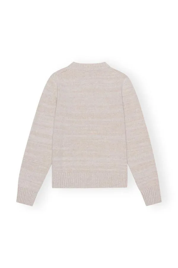 Clothing GANNI Knitwear Graphic Oneck Pullover Pale Khaki Clothing GANNI Knitwear Graphic Oneck Pullover Pale Khaki