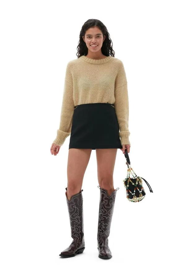 Clothing GANNI Knitwear Oneck Pullover Pale Khaki