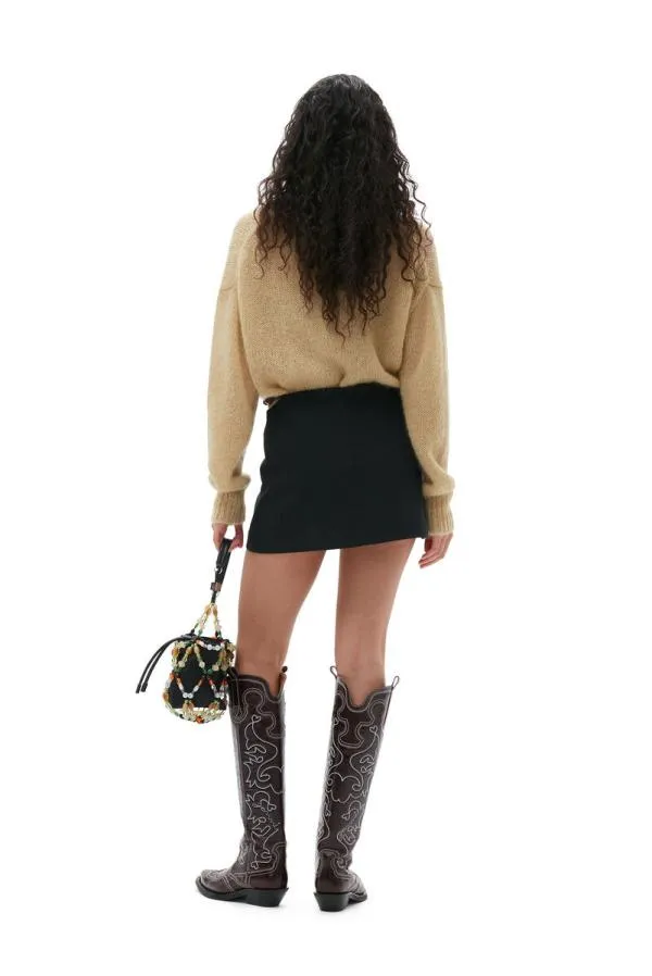 Clothing GANNI Knitwear Oneck Pullover Pale Khaki Clothing GANNI Knitwear Oneck Pullover Pale Khaki