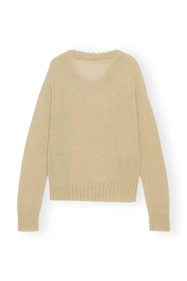 Clothing GANNI Knitwear Oneck Pullover Pale Khaki Clothing GANNI Knitwear Oneck Pullover Pale Khaki