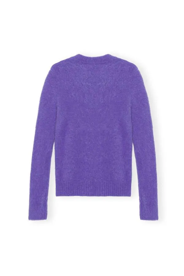 Clothing GANNI Knitwear Purple Brushed Alpaca ONeck Simply Purple