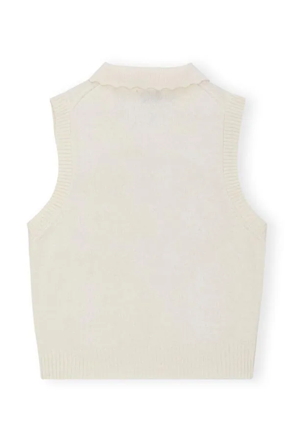 Clothing GANNI Knitwear Recut White Graphic Vest Egret