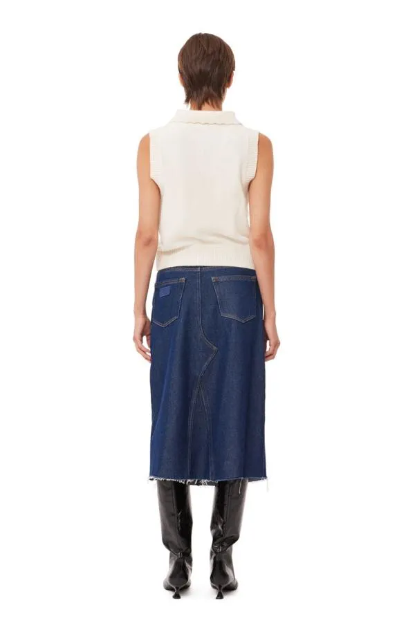 Clothing GANNI Knitwear Recut White Graphic Vest Egret