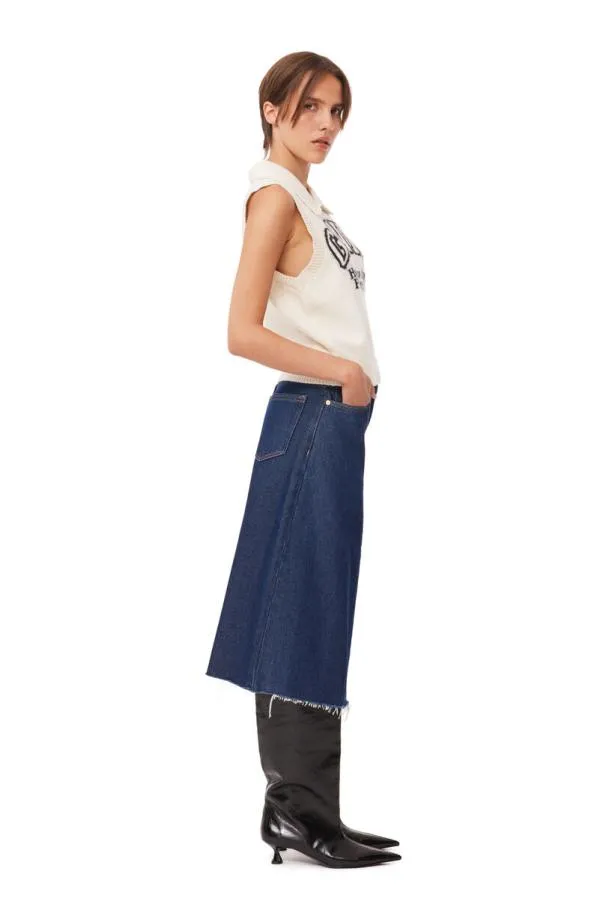 Clothing GANNI Knitwear Recut White Graphic Vest Egret