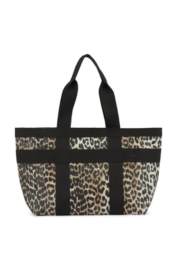 Clothing GANNI Leopard Print East West Canvas Tote Bag Leopard