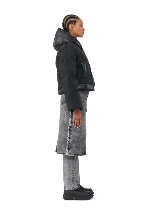 Clothing GANNI Outerwear Black Short Hooded Puffer Jacket Black Clothing GANNI Outerwear Black Short Hooded Puffer Jacket Black