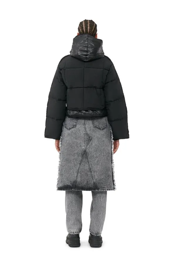 Clothing GANNI Outerwear Black Short Hooded Puffer Jacket Black Clothing GANNI Outerwear Black Short Hooded Puffer Jacket Black