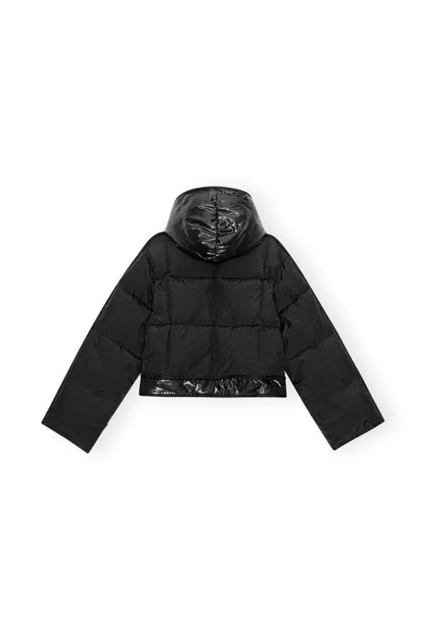 Clothing GANNI Outerwear Black Short Hooded Puffer Jacket Black Clothing GANNI Outerwear Black Short Hooded Puffer Jacket Black