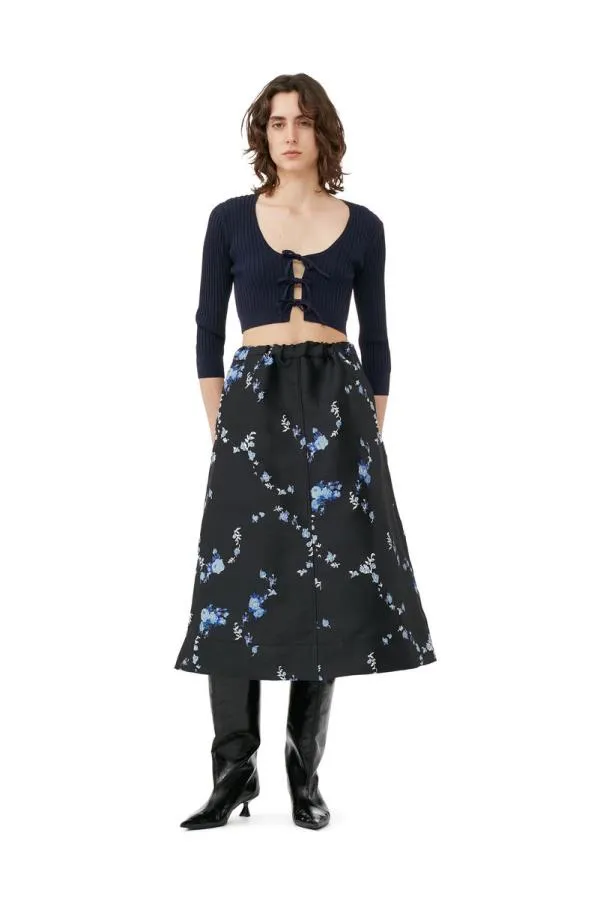 Clothing GANNI Skirts 3D Jacquard Elasticated Midi Skirt Black