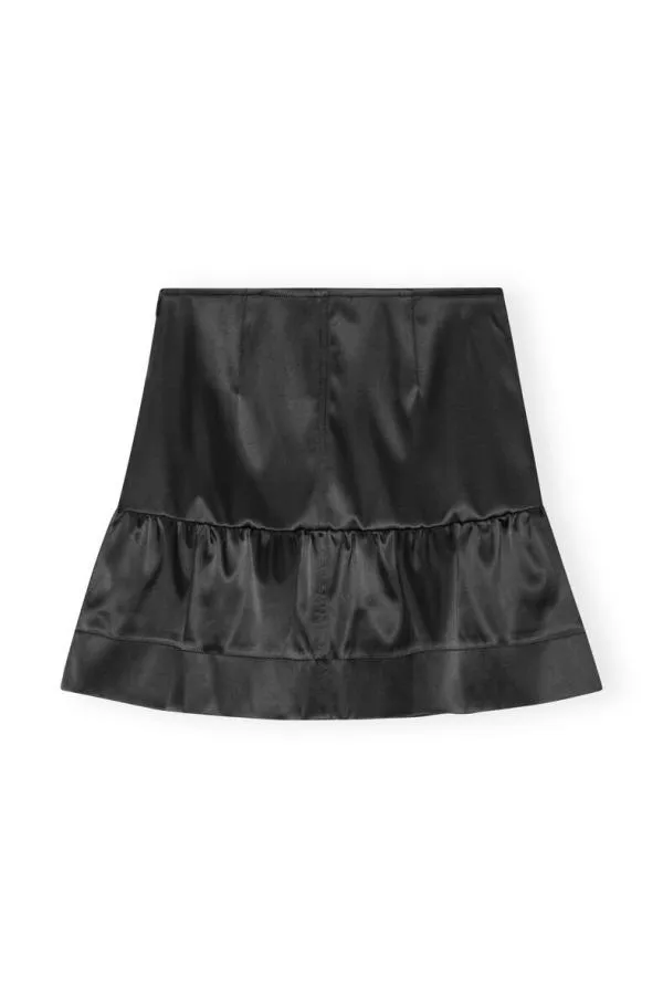 Clothing GANNI Skirts Black Double Satin Flounce Mini Skirt Black