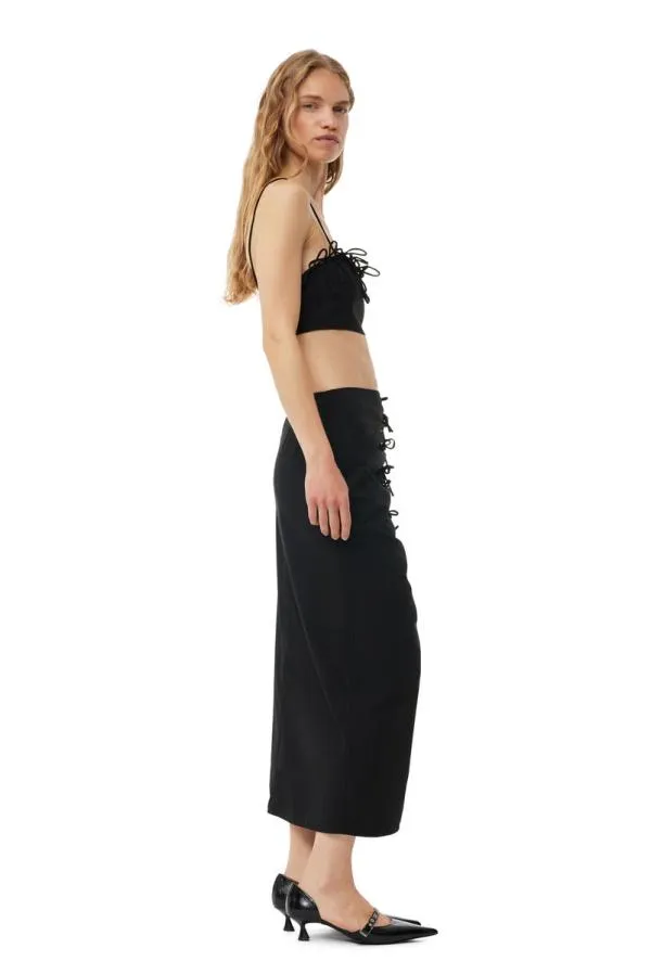 Clothing GANNI Skirts Black Drapey Melange Midi Skirt Black