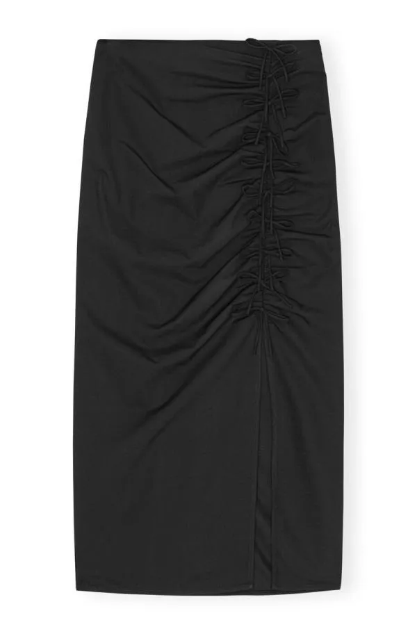 Clothing GANNI Skirts Black Drapey Melange Midi Skirt Black