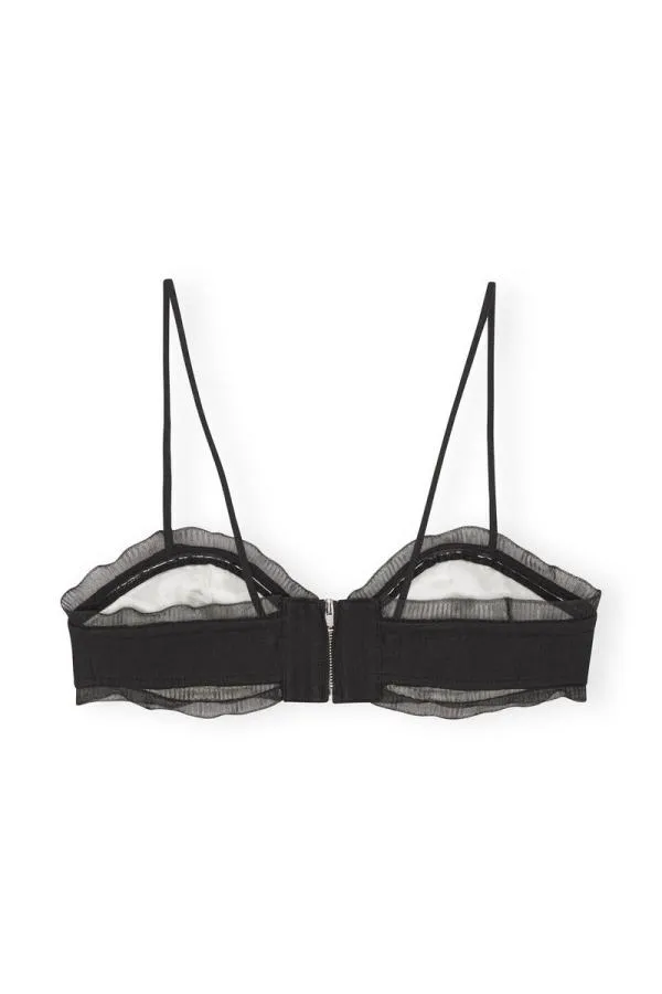 Clothing GANNI Suiting Black Cotton Suiting Strap Top Black Clothing GANNI Suiting Black Cotton Suiting Strap Top Black