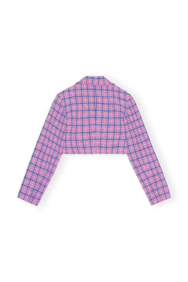 Clothing GANNI Suiting Check Suiting Cropped Blazer Wild Orchid