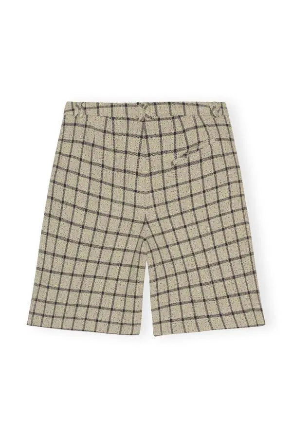 Clothing GANNI Suiting Check Suiting Relaxed Pleated Shorts Tender Shoots
