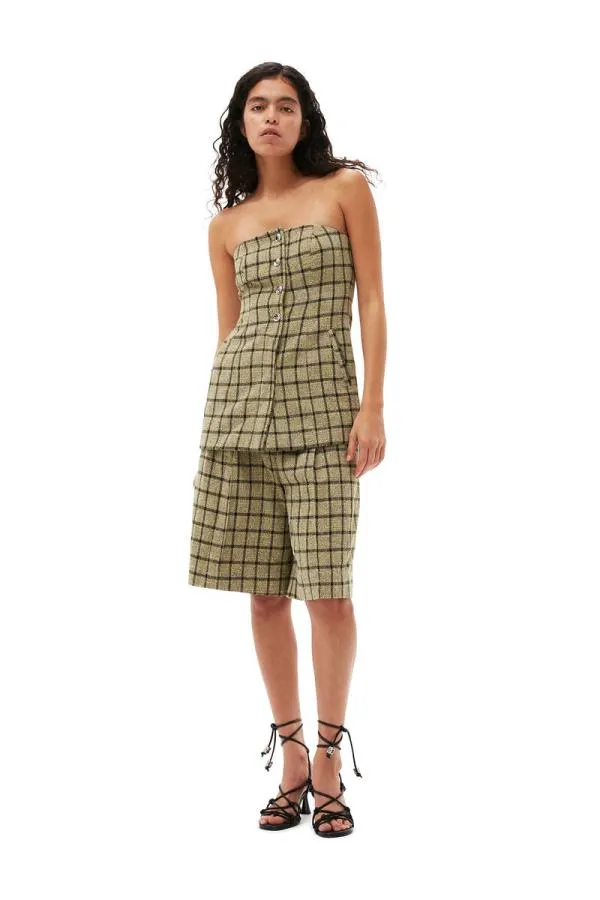 Clothing GANNI Suiting Check Suiting Strapless Top Tender Shoots
