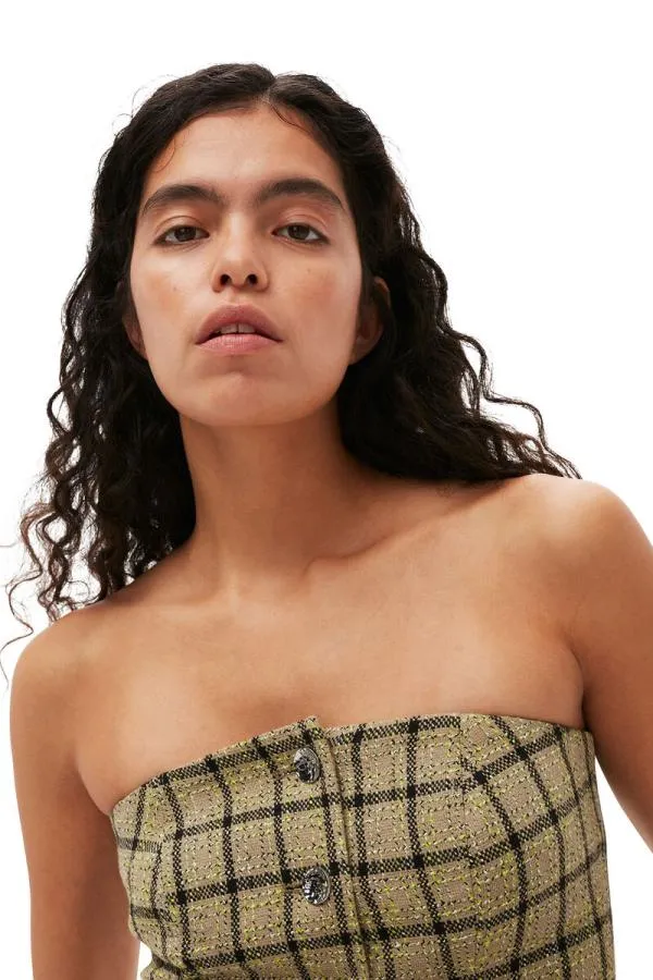 Clothing GANNI Suiting Check Suiting Strapless Top Tender Shoots