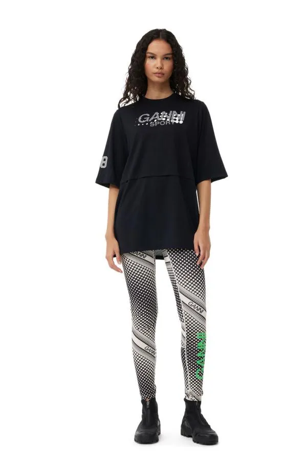 Clothing GANNI TShirts Active Mesh Layered Tshirt Black Clothing GANNI TShirts Active Mesh Layered Tshirt Black
