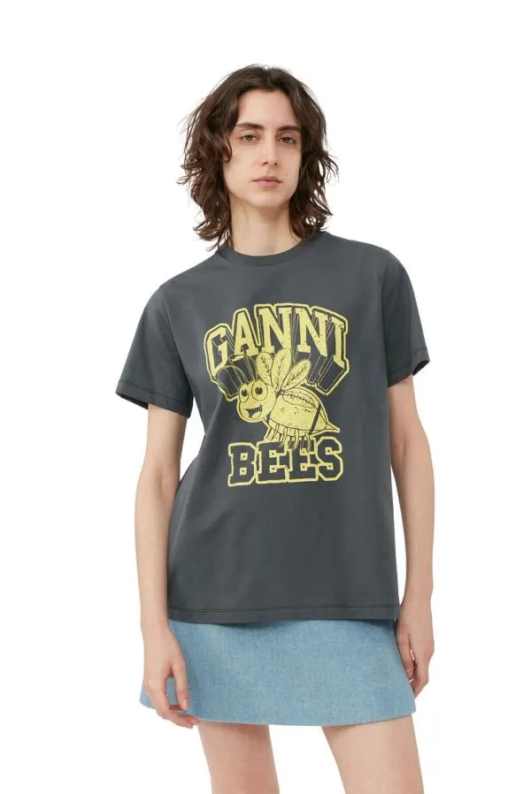 Clothing GANNI TShirts Relaxed Bee Tshirt Volcanic Ash