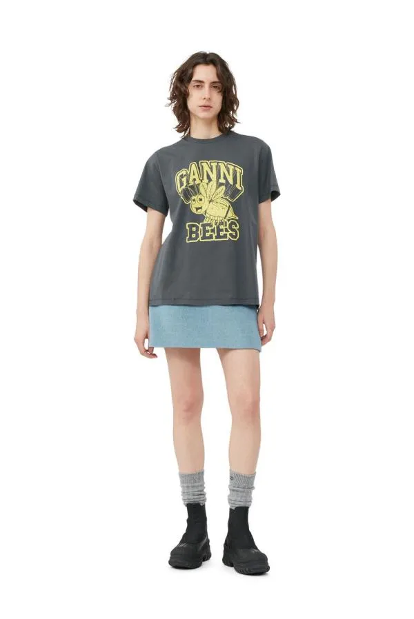 Clothing GANNI TShirts Relaxed Bee Tshirt Volcanic Ash Clothing GANNI TShirts Relaxed Bee Tshirt Volcanic Ash