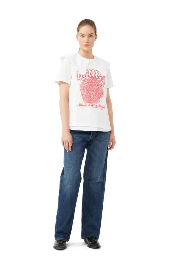 Clothing GANNI TShirts Strawberry Relaxed Tshirt Egret