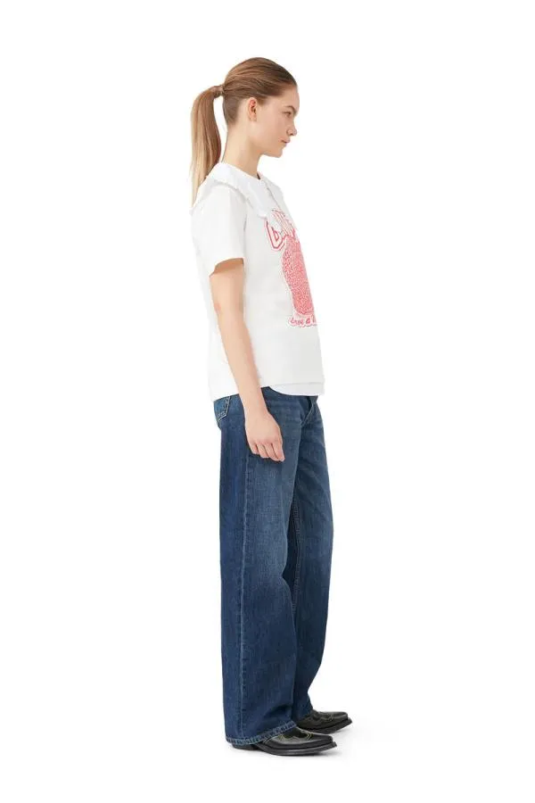 Clothing GANNI TShirts Strawberry Relaxed Tshirt Egret