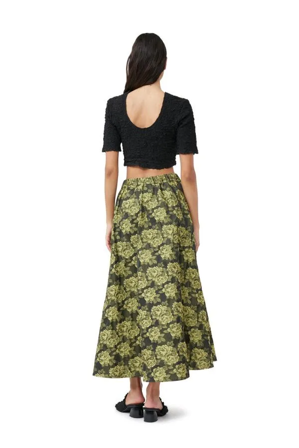 Clothing GANNI Tops Black Cotton Poplin Oneck Cropped Smock Top Black Clothing GANNI Tops Black Cotton Poplin Oneck Cropped Smock Top Black