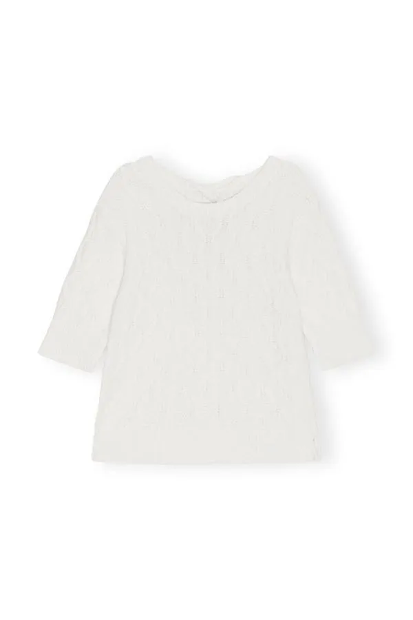 Clothing GANNI Tops Cotton Cable Open Back Top Bright White Clothing GANNI Tops Cotton Cable Open Back Top Bright White
