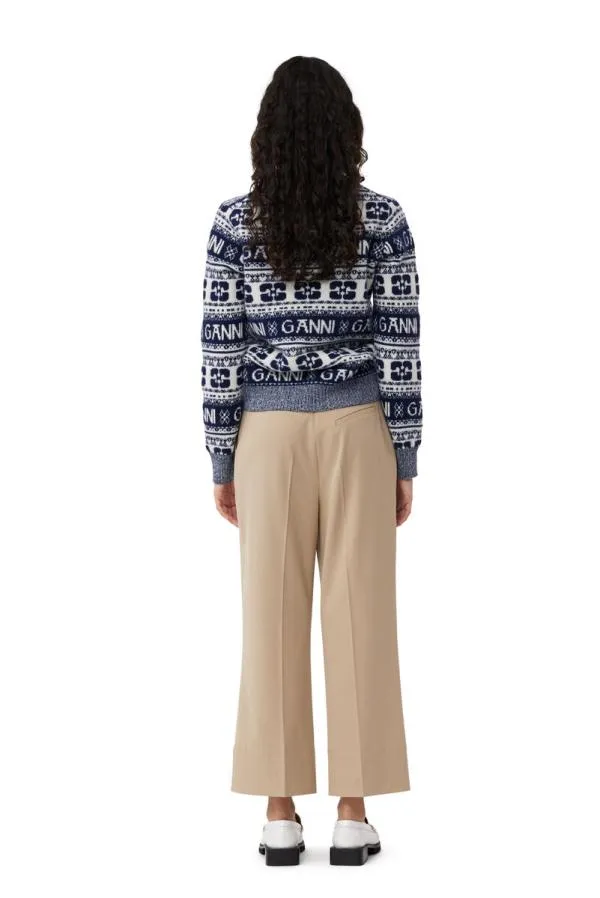 Clothing GANNI Trousers Beige Drapey Melange Cropped Trousers Safari Clothing GANNI Trousers Beige Drapey Melange Cropped Trousers Safari