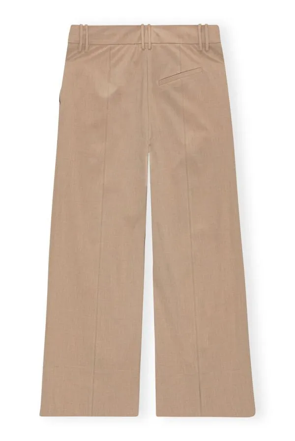 Clothing GANNI Trousers Beige Drapey Melange Cropped Trousers Safari Clothing GANNI Trousers Beige Drapey Melange Cropped Trousers Safari