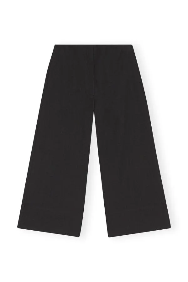 Clothing GANNI Trousers Cotton Suiting Cropped Wide Trousers Black