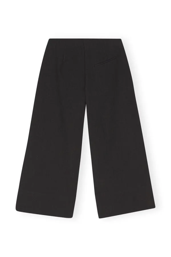 Clothing GANNI Trousers Cotton Suiting Cropped Wide Trousers Black