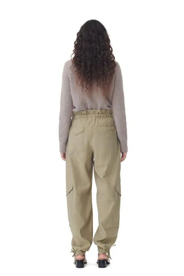 Clothing GANNI Trousers Light Slub High Waist Pocket Pants Aloe Clothing GANNI Trousers Light Slub High Waist Pocket Pants Aloe