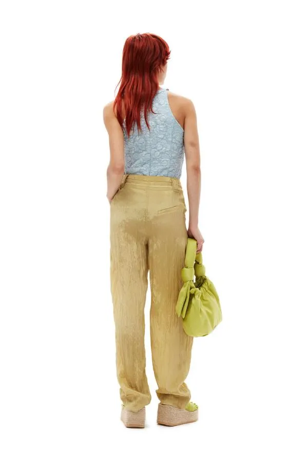 Clothing GANNI Trousers Shiny Tech Trousers Leek Green Clothing GANNI Trousers Shiny Tech Trousers Leek Green