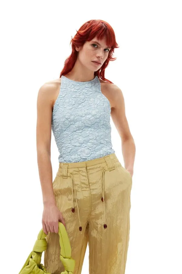 Clothing GANNI Trousers Shiny Tech Trousers Leek Green Clothing GANNI Trousers Shiny Tech Trousers Leek Green