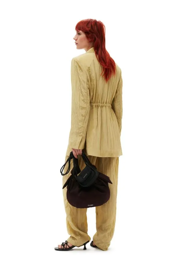 Clothing GANNI Trousers Shiny Tech Trousers Leek Green Clothing GANNI Trousers Shiny Tech Trousers Leek Green
