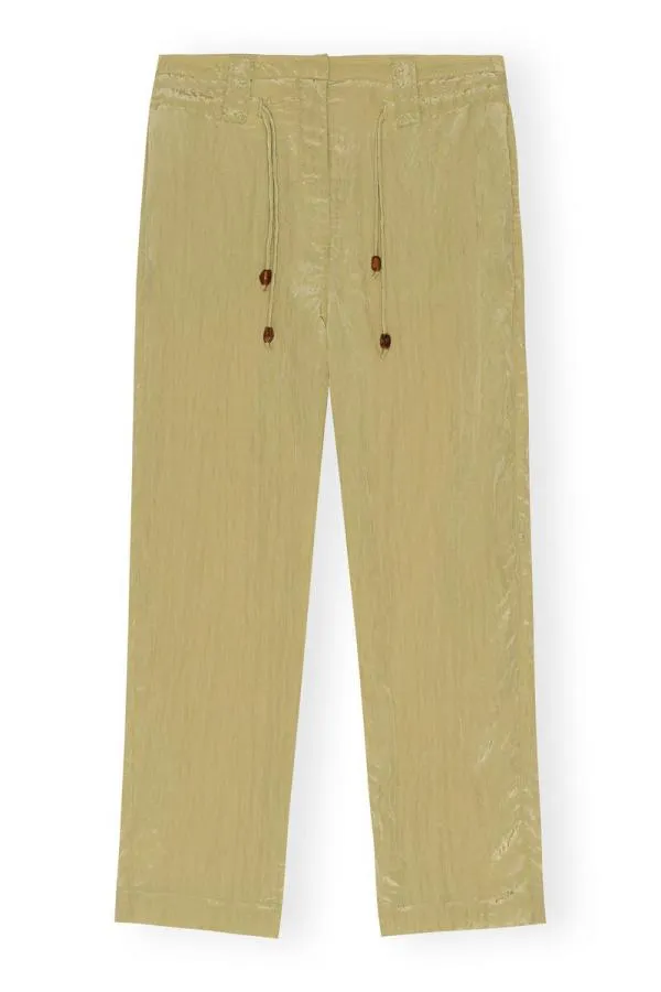 Clothing GANNI Trousers Shiny Tech Trousers Leek Green Clothing GANNI Trousers Shiny Tech Trousers Leek Green