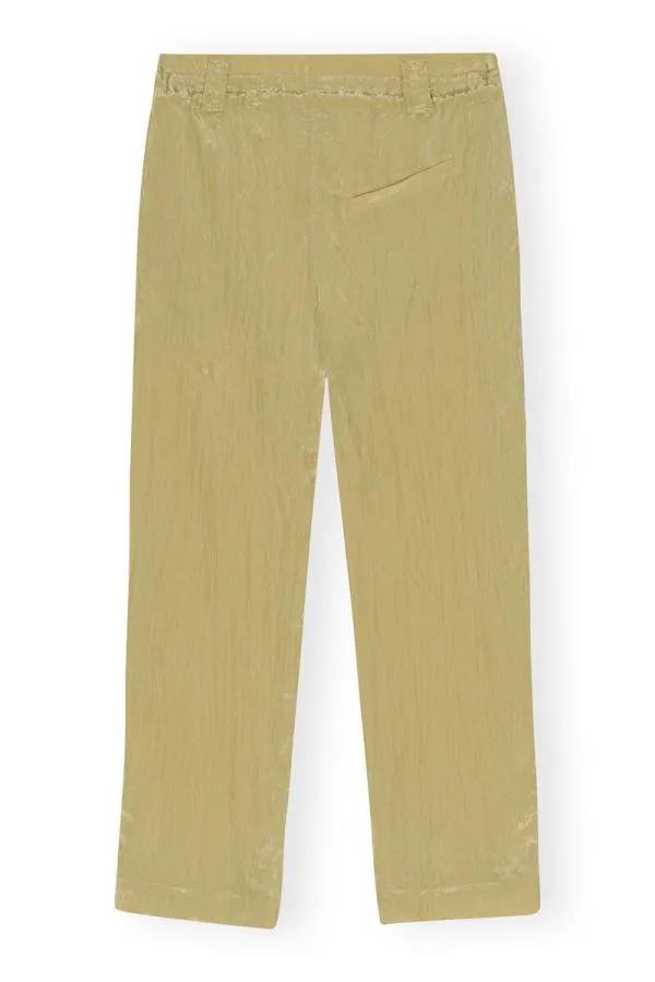 Clothing GANNI Trousers Shiny Tech Trousers Leek Green Clothing GANNI Trousers Shiny Tech Trousers Leek Green