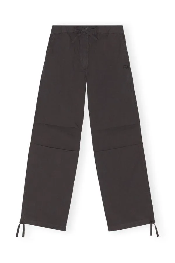 Clothing GANNI Trousers Washed Cotton Canvas Drawstring Trousers Phantom Clothing GANNI Trousers Washed Cotton Canvas Drawstring Trousers Phantom