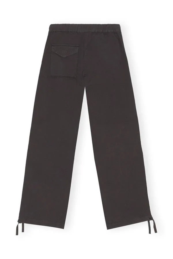 Clothing GANNI Trousers Washed Cotton Canvas Drawstring Trousers Phantom Clothing GANNI Trousers Washed Cotton Canvas Drawstring Trousers Phantom
