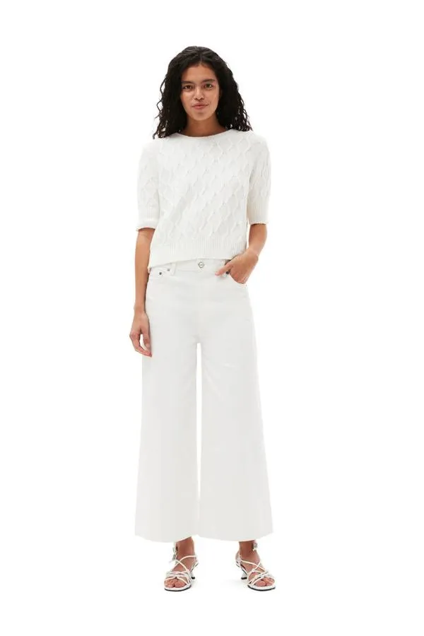 Clothing GANNI Trousers White Denim Cropped Jeans Bright White