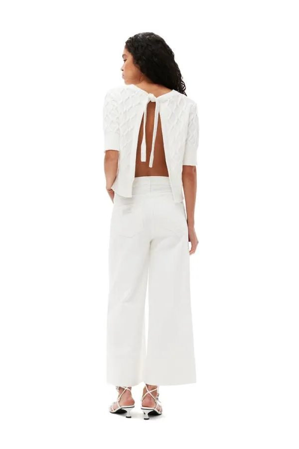 Clothing GANNI Trousers White Denim Cropped Jeans Bright White