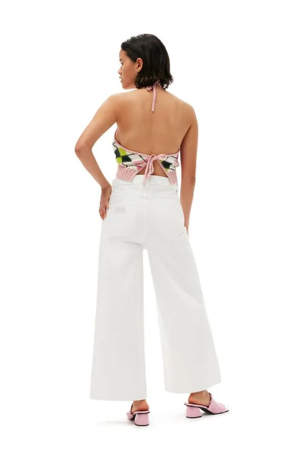 Clothing GANNI Trousers White Denim Cropped Jeans Bright White
