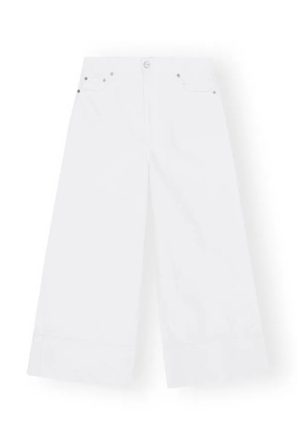 Clothing GANNI Trousers White Denim Cropped Jeans Bright White