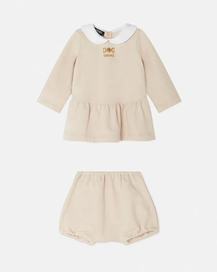 Clothing Kids Versace Medusa 03995 Baby Dress Set Goldwhite