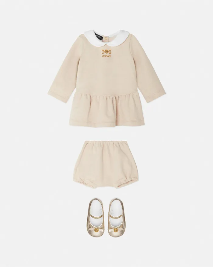 Clothing Kids Versace Medusa 03995 Baby Dress Set Goldwhite