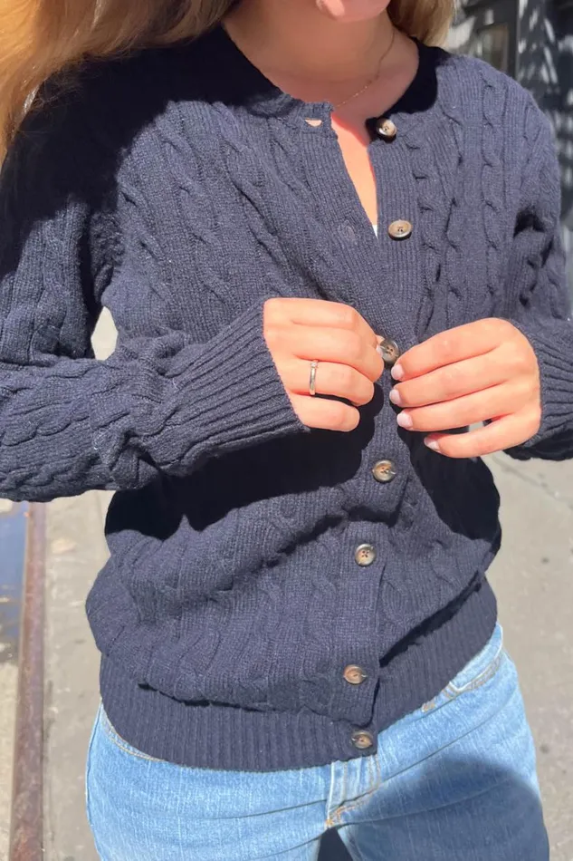 Clothing Olsen Wool Cable Knit Cardigan Brandy Melville SWEATERS