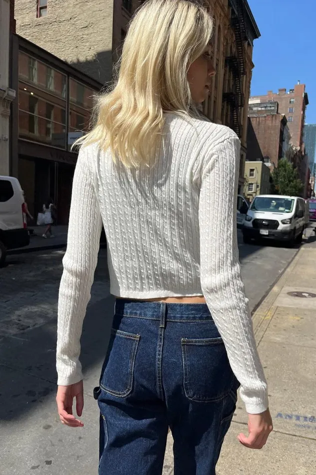Clothing Zoe Cable Knit Cardigan Brandy Melville SWEATERS