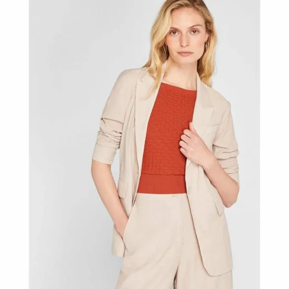 Club Monaco Blazers and Suiting Crinkle Blazer Light Grey 8211 Women