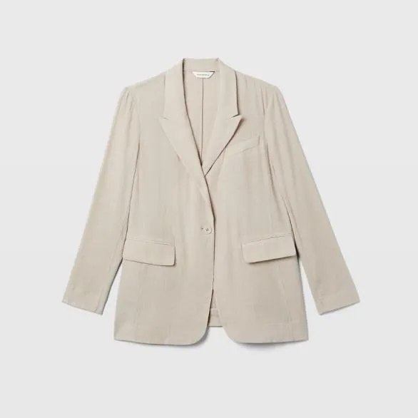 Club Monaco Blazers and Suiting Crinkle Blazer Light Grey 8211 Women